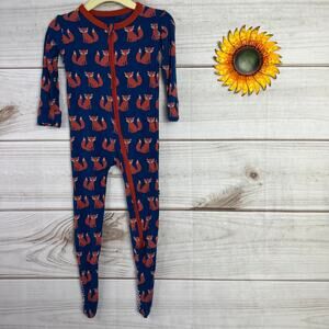 kickee pants navy fox footed bamboo‎ sleeper 12-18M